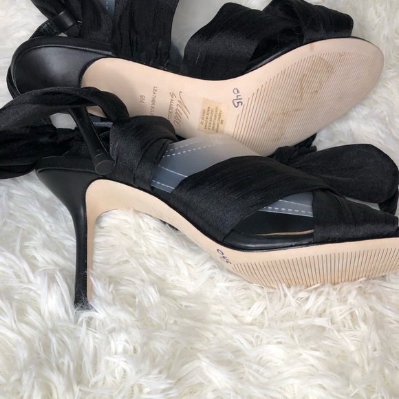 Muse by Marchesa Dahlia Chiffon Ankle Wrap Dress Sandals Black Heels size 9 NWOT - Picture 9 of 15